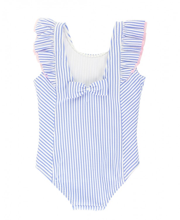 Periwinkle Blue Seersucker Waterfall One Piece