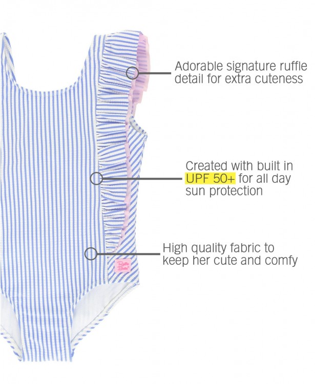 Periwinkle Blue Seersucker Waterfall One Piece